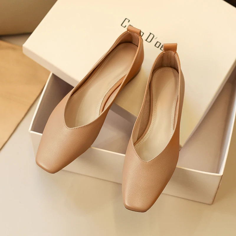 

Super Soft Leather Mary Janes Thick Heels Shallow Single Shoes Outdoor Square Head Women Shoes Spring Slip On Zapatos Mujer