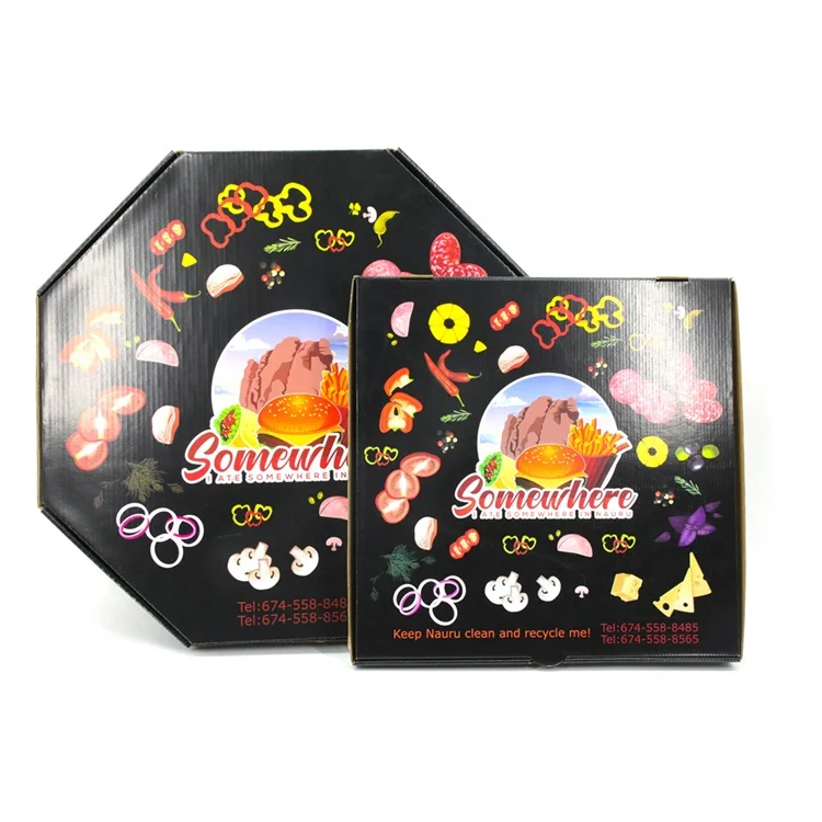 حار بيع تصميم جديد مخصص المثمن كرافت صندوق البيتزا المموج للوجبات الجاهزة وتغليف التسليم