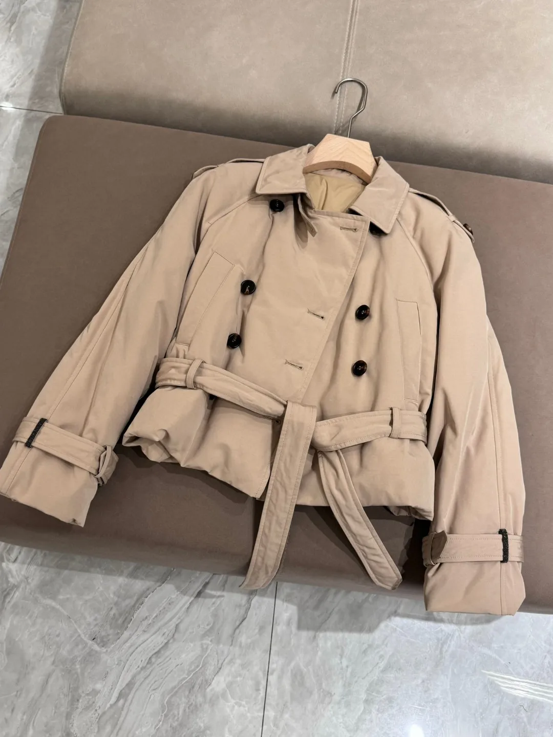 Veste en duvet d'oie B * C pour femme avec revers, manteau à lacets à double boutonnage, automne