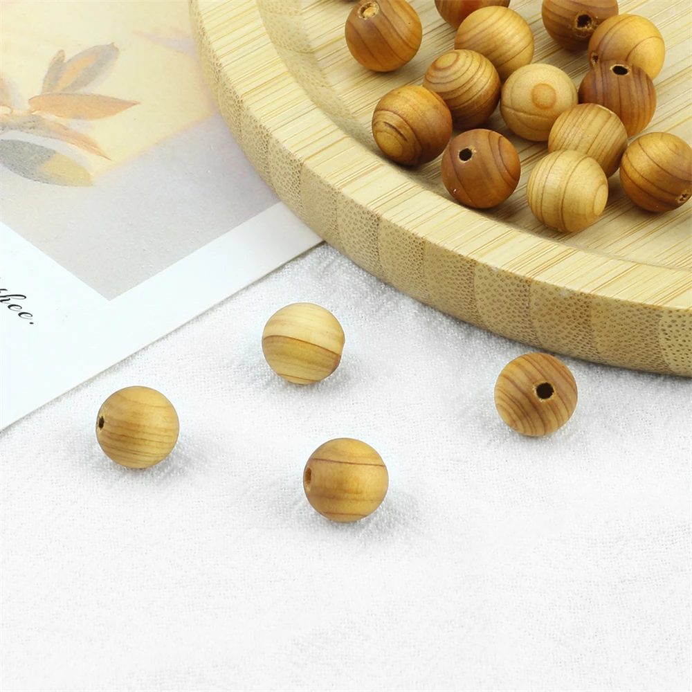 20-100pcs Cypress Wooden Beads 6/8/10mm Charm Round Spacer Loose Bead Accessories for Jewelry Making DIY Bracelet Necklace Gifts