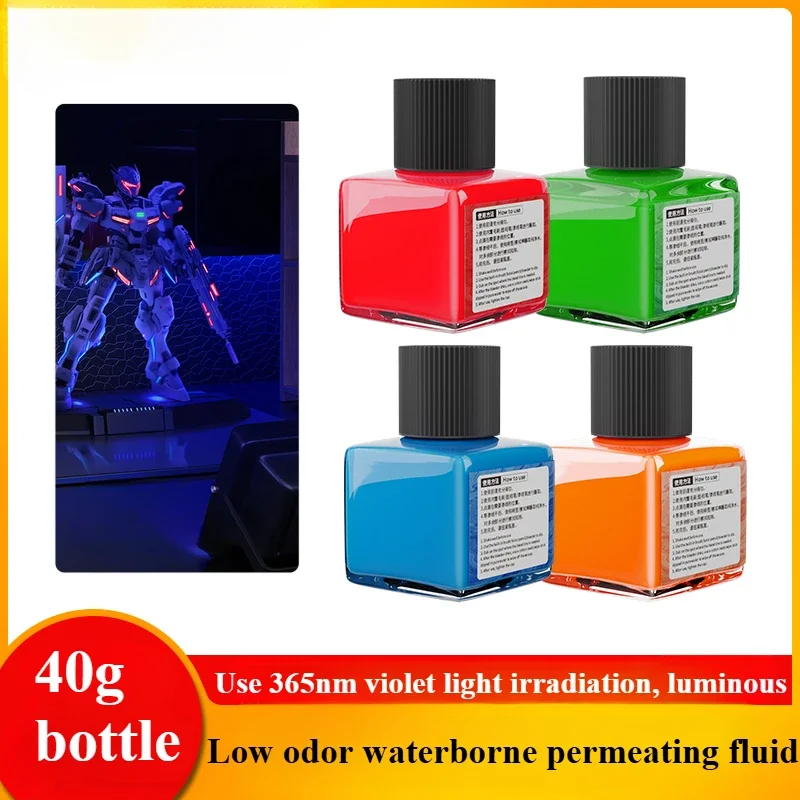 40g/bottle Environmentally Water-based Fluorescent Color Permeating Solution DIY Robot/aircraft/ship Painting Decorative Pigment