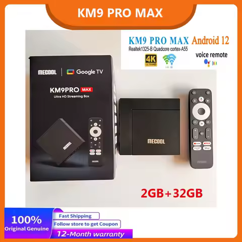 2025 Newest MECOOL KM9 PRO MAX Android TV Box Realtek1325-B 2GB 32GB 4K HDR Android 12 2T2R WIFI5 Google Certified TV Box