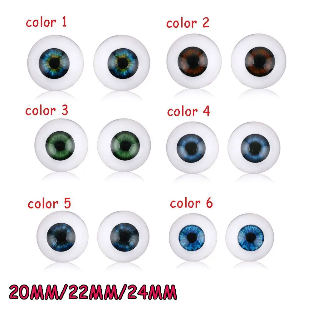 1pair 20mm 22mm 24mm Realistic Half Round Craft Accessories Acrylic DIY Eyeballs Reborn Doll Eyes BJD Mini Easy Use Simulation