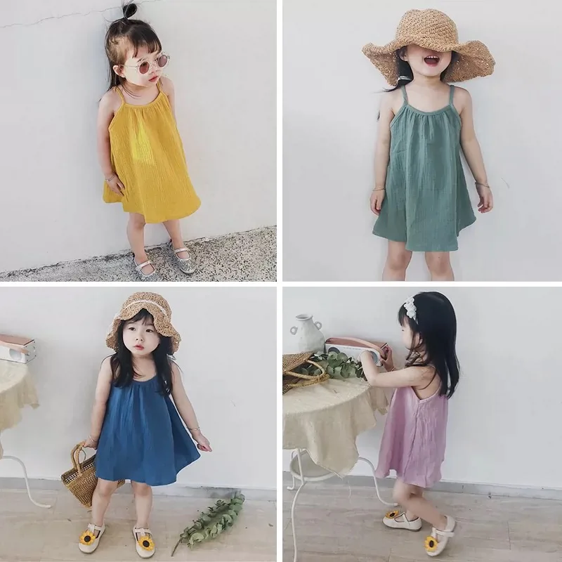 فستان صيفي للفتيات الصغيرات لفساتين عطلة الأطفال من عمر 0 إلى 3 سنوات، فستان بحزام من القطن العضوي للفتيات الصغيرات، فستان الشاطئ