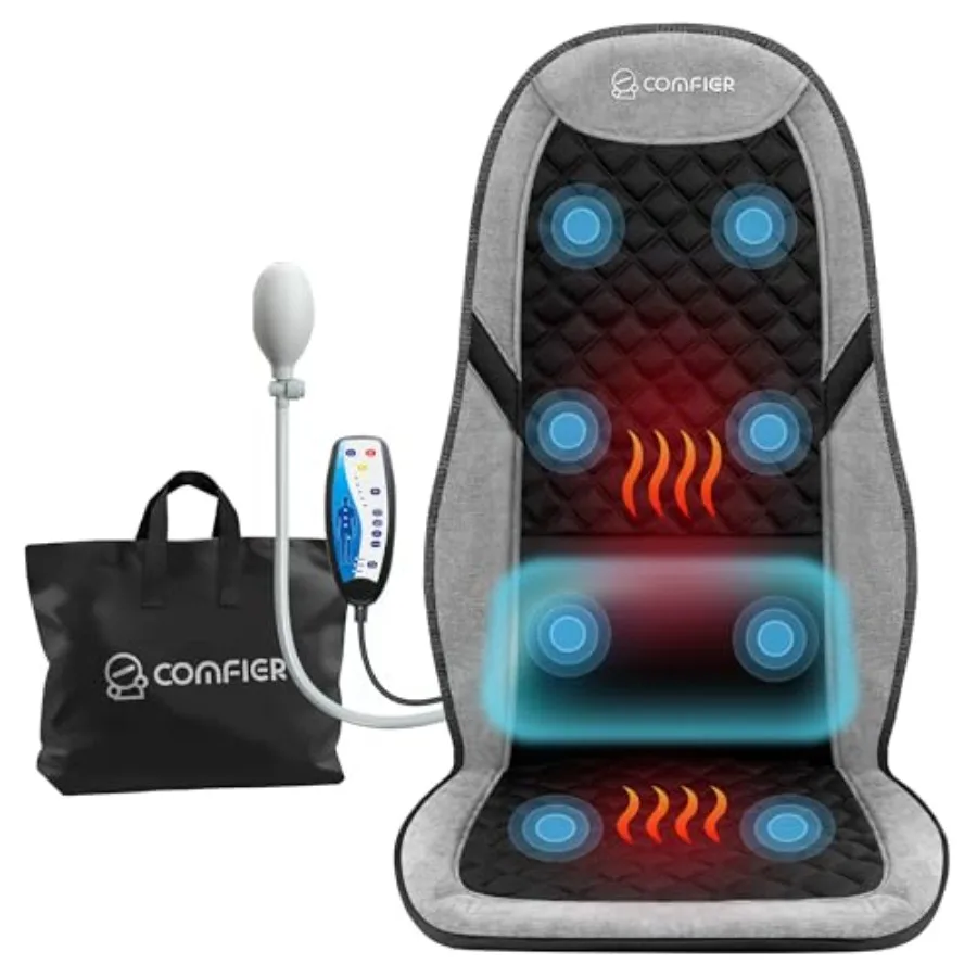 

Back Massager with HeatMassage Chair Mat with Adjustable Lumbar Support Seat Warmer Cushion with 8 Vibration Motors and 5 Modes