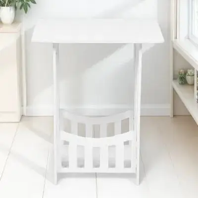 Mini Nightstand for Bedroom & Living Room – Compact Table with PVC Wood Construction, Simple Elegant Design