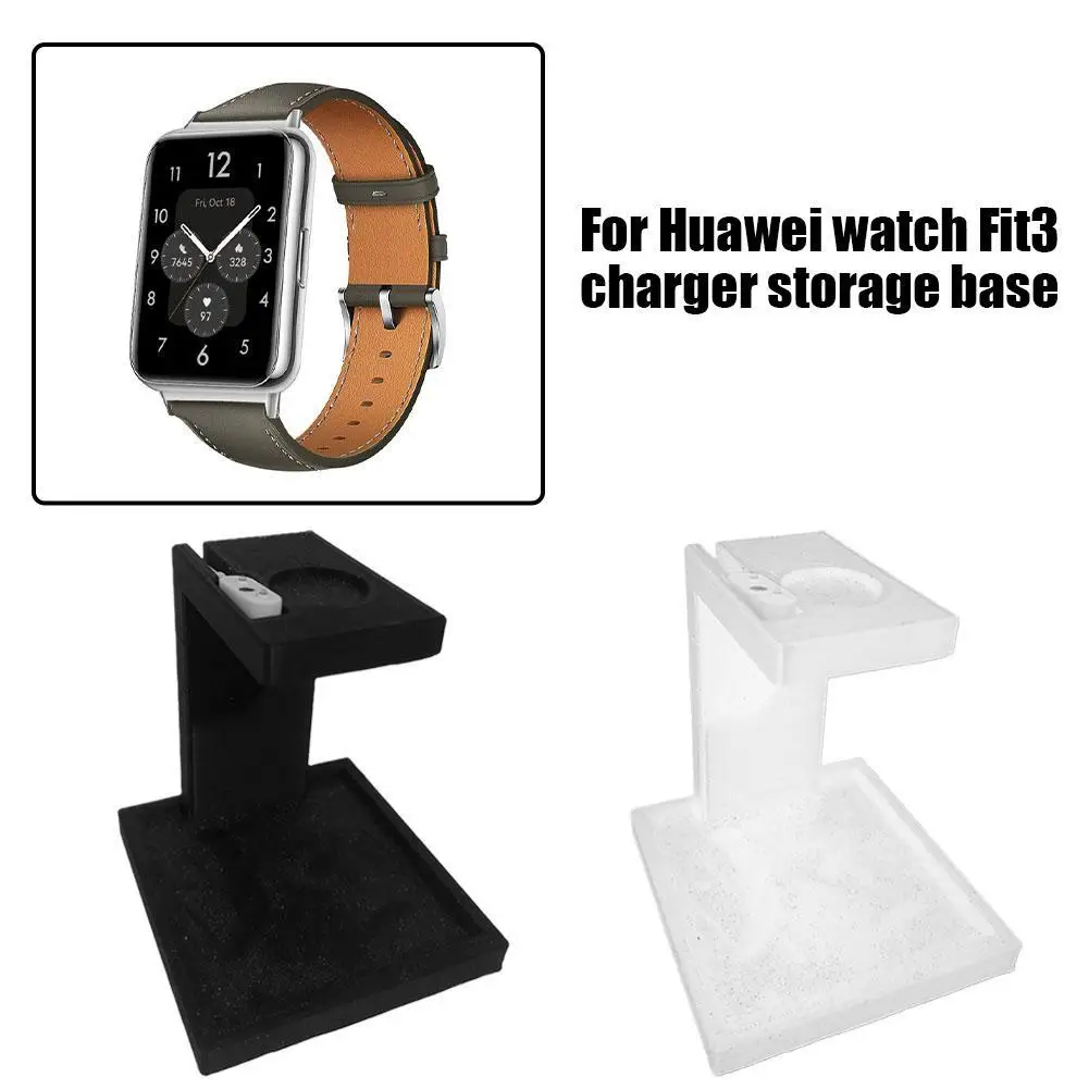 Stand for huawei Watch Fit 3 Charger Holder Bracelet 3D Printing Base With Integrated Cable Management Slot Black White