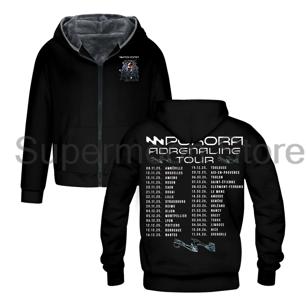Matt Pokora Merch M Pokora Adrenaline Tour 2025 Zipper Hoodie Long Sleeve Streetwear Men Women Jacket Parkas Winter Coat