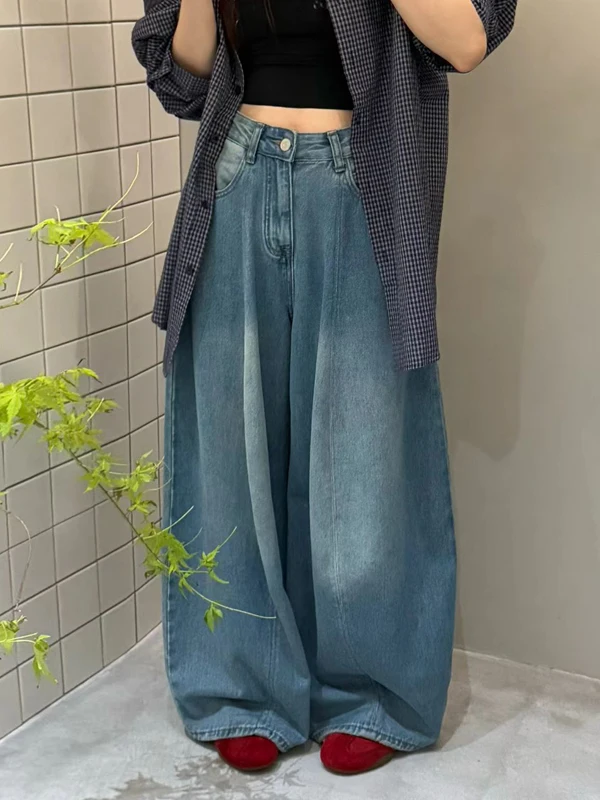 

Retro High Waist Wide Leg Jeans Women's Spring 2026 New Loose Slimming Knife Pants Washed Versatile Long Trousers