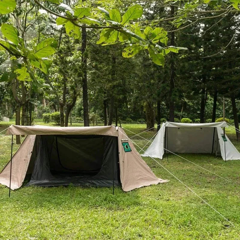 

Hot Camping Tent With A Chimney Hole Field Survival Bungalow Keep Warm Outdoor Shelter Awning 1-2 People Oxford Waterproof