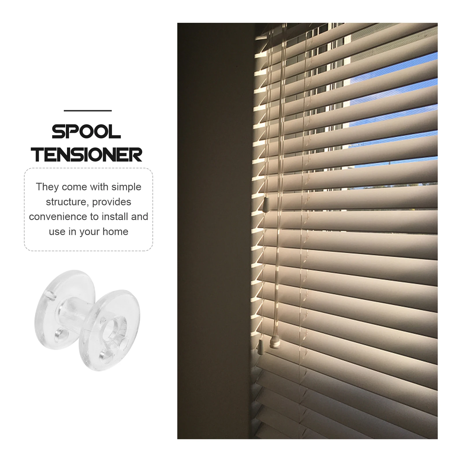 

20pcs Curtain Spool Supplies Plastic Pleated Shade Blind Tensioner For Window Covering Hardware Replacement Transparent Cord