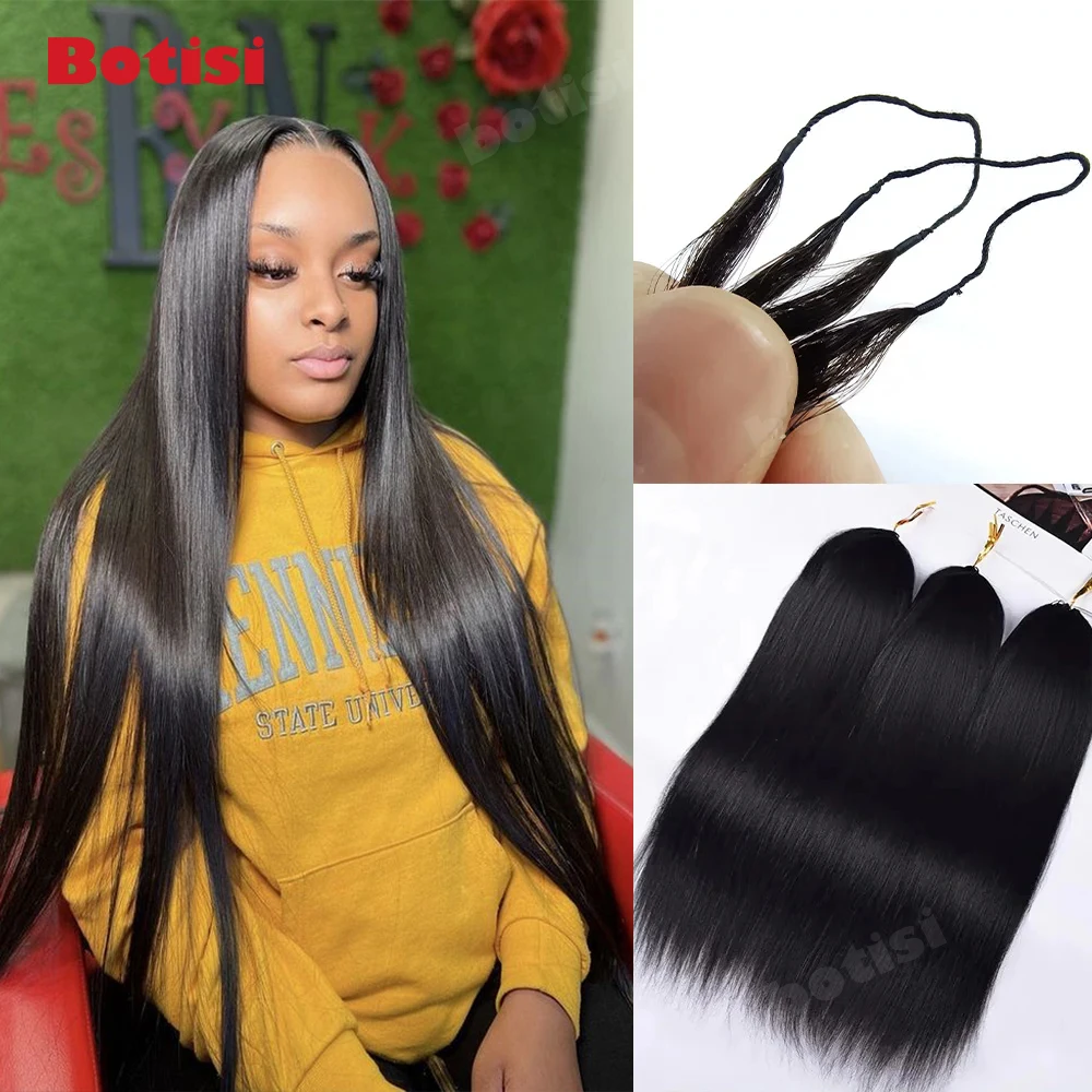 

Прямые волосы Bone Straight Feather Crochet: Накладные пряди из натуральных волос для наращивания, без узлов, предварительно разделенные, невидимые, для женщин