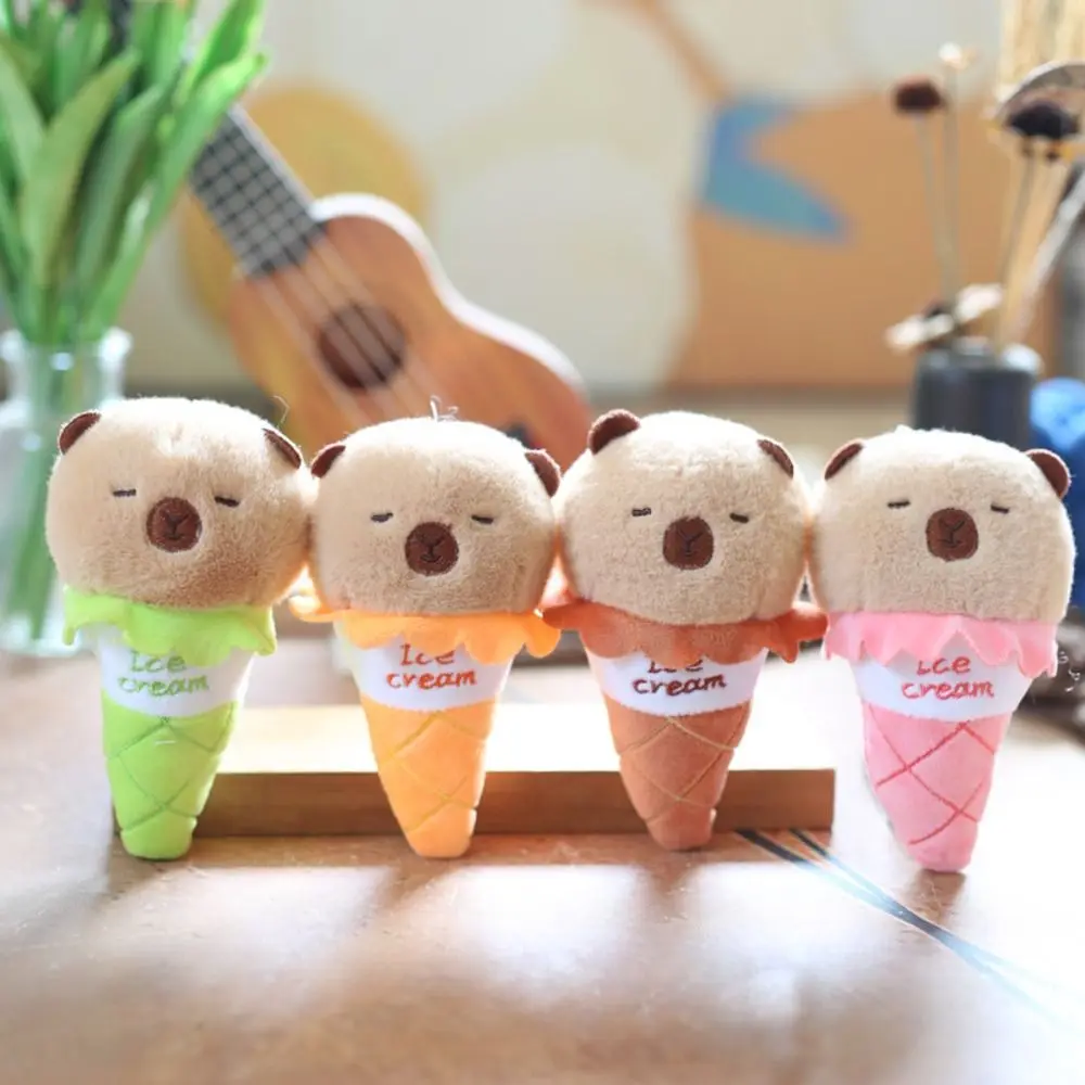 Pig Capybara Plush Pendant Ice Cream Animal Capybaras Capybara Plushie Keychain Brown Cartoon Stuffed Doll Keychains Girls