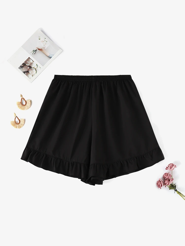 ZANZEA Summer White Satin Shorts Women Casual Ruffled Shorts Elastic Waist Loose Home Sleep Shorts Elegant Silk Hot Wear Pants