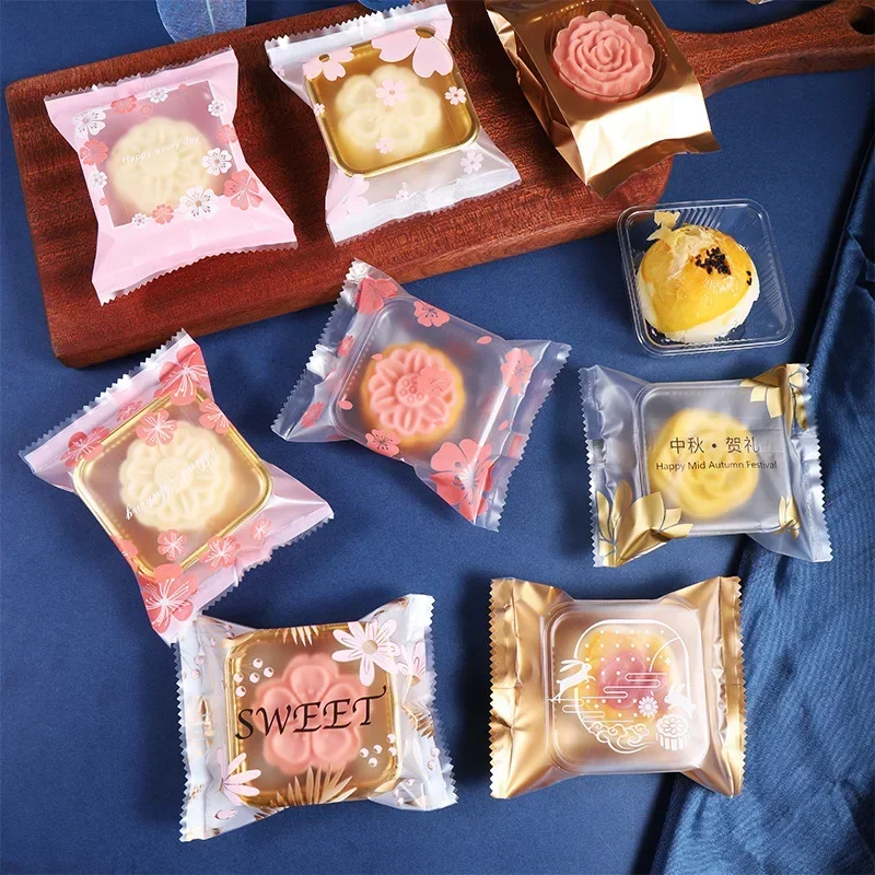 100pcs Mooncake Packing Plastic Bag Box Egg Yolk Biscuit Cookie BagsDIY Handmade Mung Bean Cake Baking Packaging Seal Machine