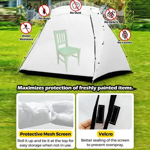 휴대용 페인트 부스 쉘터, 가구 공예 프로젝트 및 DIY 취미 도구용 접이식 스프레이 페인팅 텐트, 259x183x168cm 휴대용 페인트 부스 쉘터, 가구 공예 프로젝트 및 DIY 취미 도구용 접이식 스프레이 페인팅 텐트, 259x183x168cm