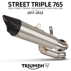 Motorcycle Exhaust Modify Roundabout Middle Link Pipe with Carbon Fiber Muffler For Triumph Street Triple 765 S R RS 2017-2022