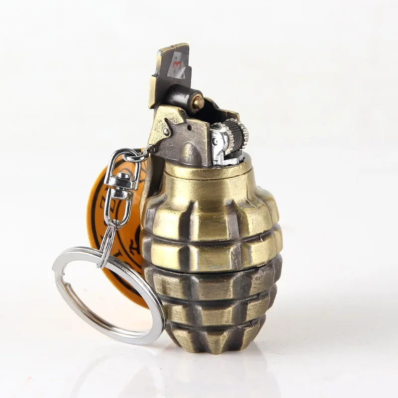 Metal Windproof Grinding Wheel Lighter Small Grenade Model Refillable Butane Gas Cigarette Lighter Gadgets Smoking Accessories