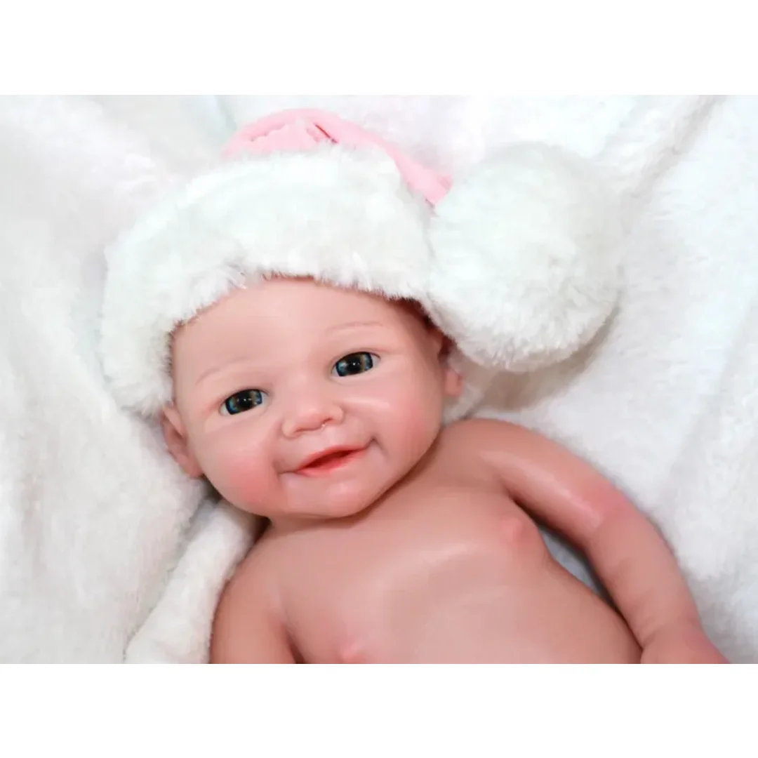 Vivienne 13Inch Open Mouth Full Body Solid Silicone Bebe Reborn Girl With 2 Sets Cloth Soft Touch Lifelike Real Newborn Doll