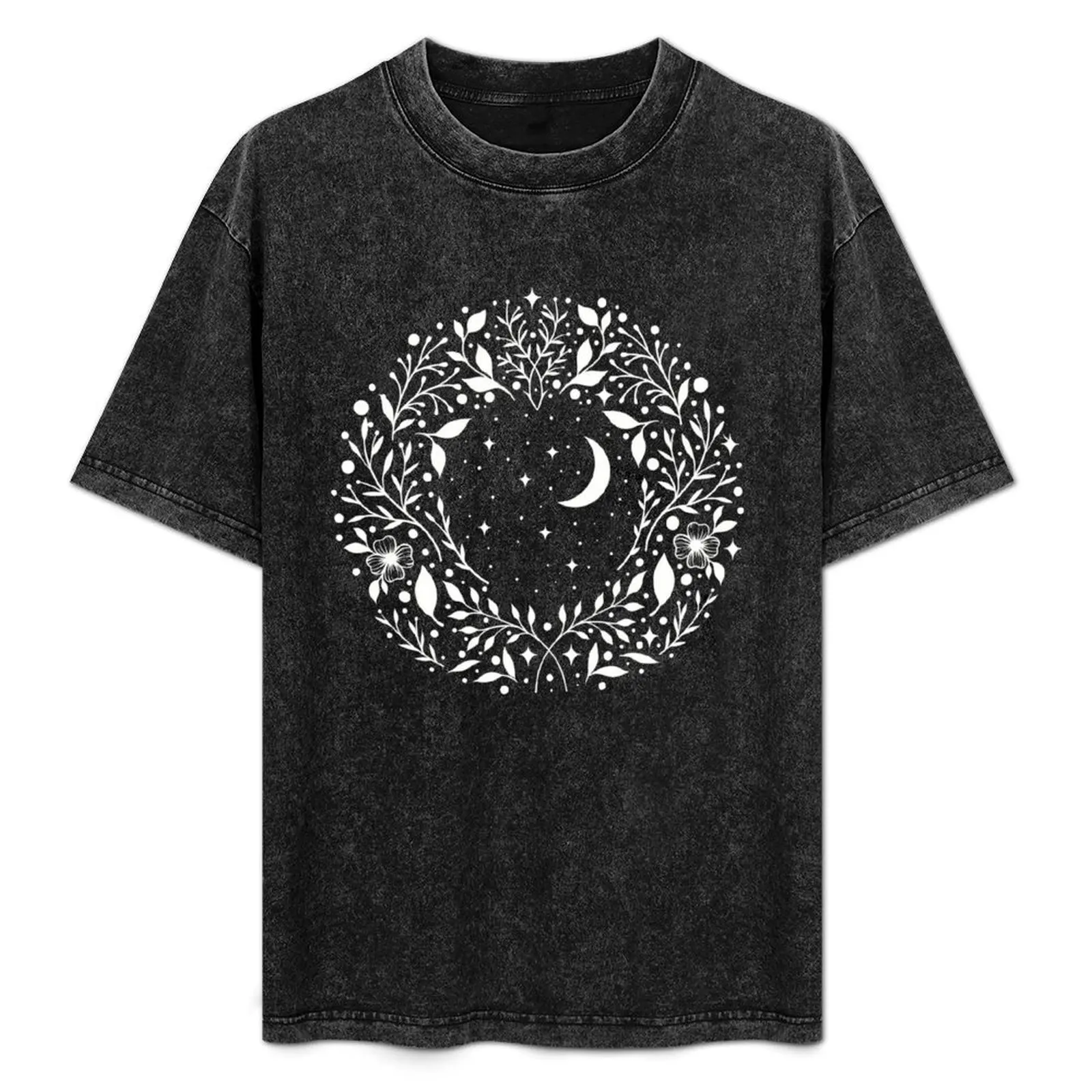 Night Garden Circle T-Shirt Basic Solid Color Short Sleeve Cotton Top
