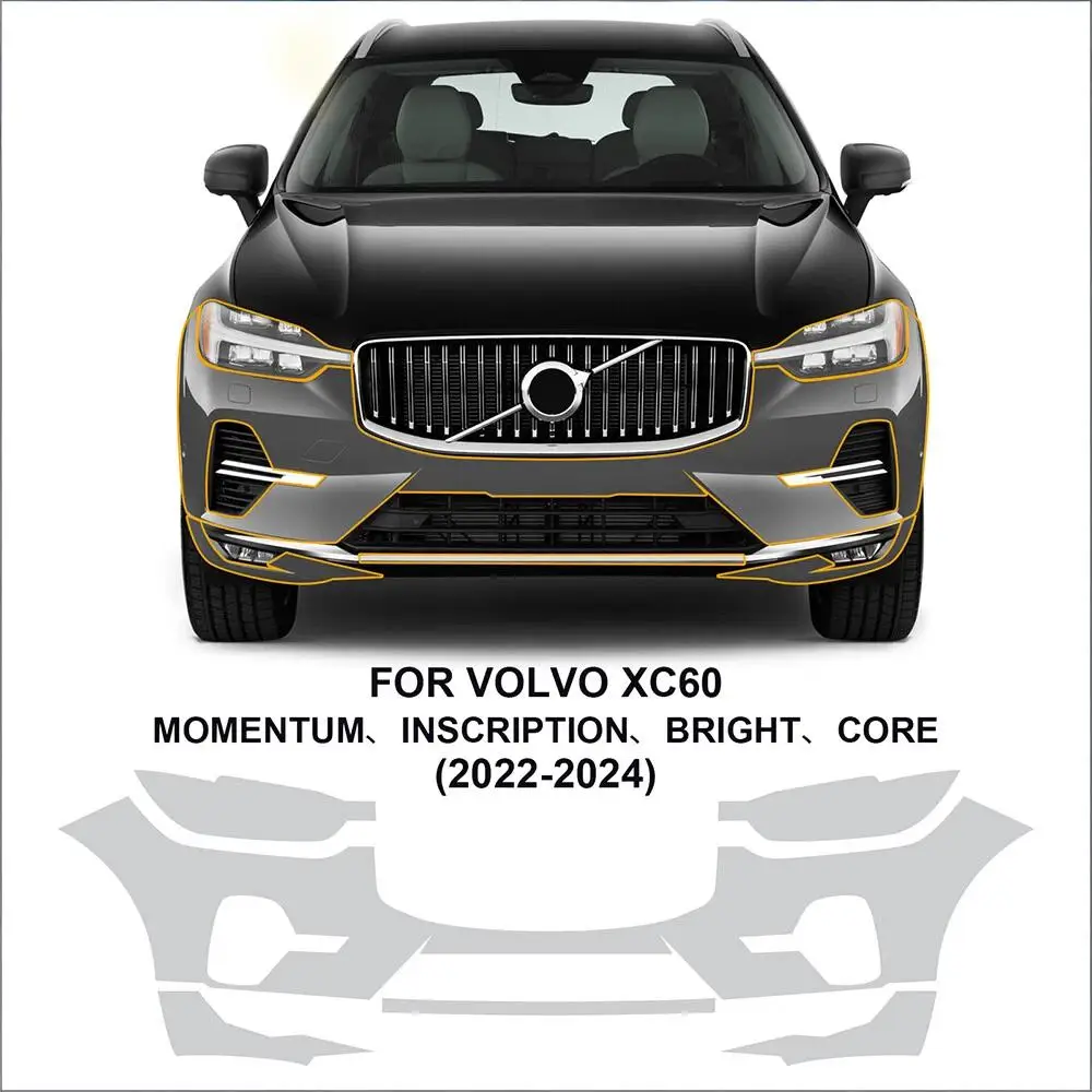 

Для Volvo XC60 2022-2024: Защитная пленка из ТПУ для бампера, самовосстанавливающаяся прозрачная пленка (PPF), предварительно вырезанный комплект для кузова автомобиля, устойчивая к царапинам