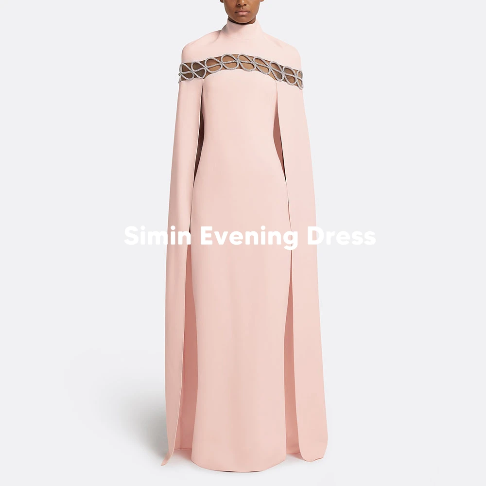 

Simin Индивидуальные женские простые вечерние платья с высоким воротником и бисером, с длинными рукавами, прямые элегантные платья длиной до пола, 2025