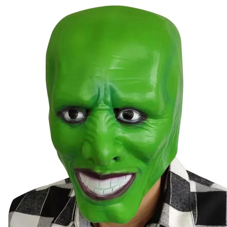 

Green Latex Mask Jim Carrey The Mask Movie Fancy Dress Loki for Halloween Costume Party