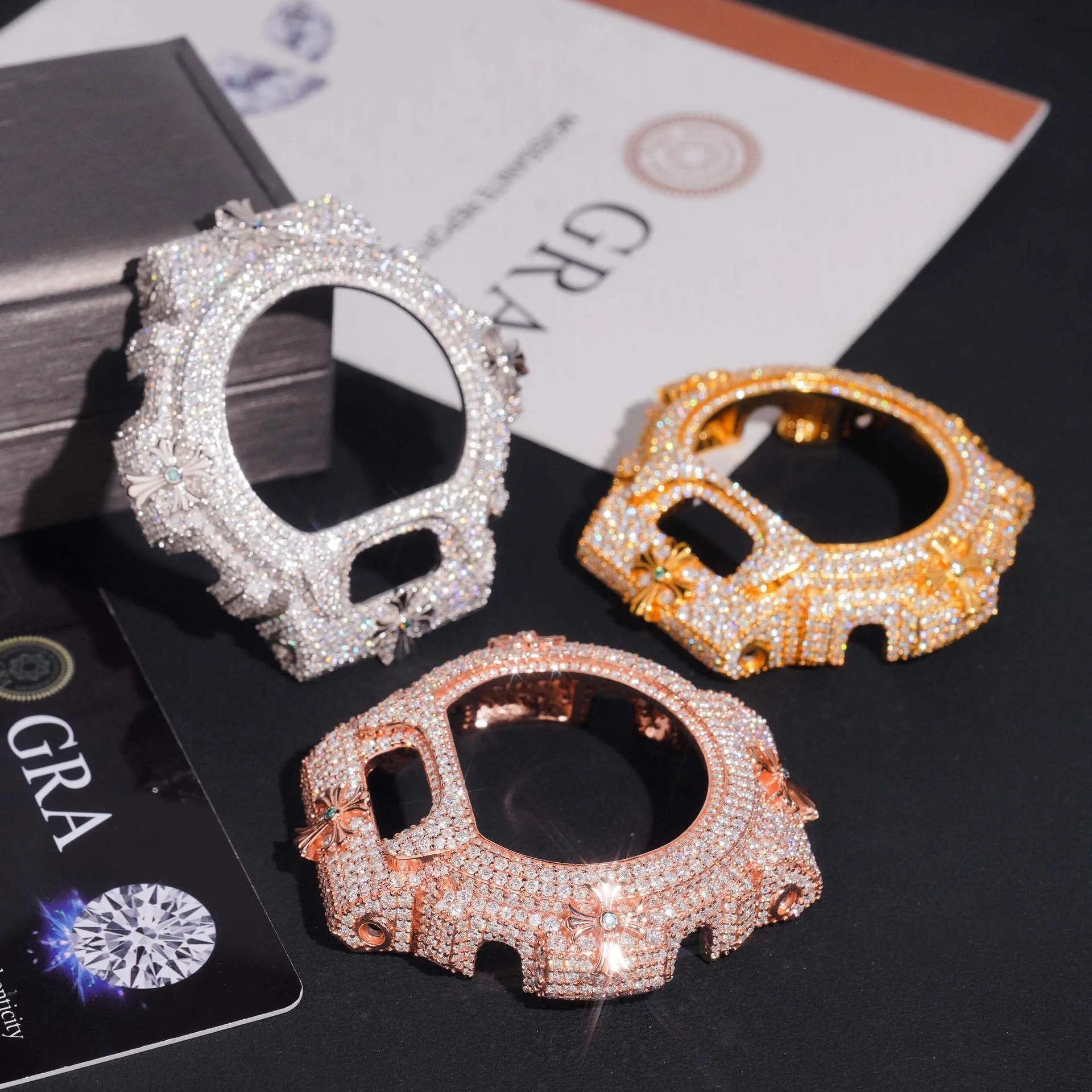 Moissanite Bling Full Drip for G-Shock Watch Compatible Rose Gold Silver Gold Hip Hop Style Redefined Drip