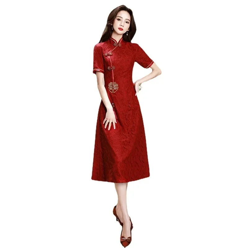 

NewChinese Traditional Dress Women Qipao Red Modern Cheongsam Dresses Robe Orientale China Style Costume Ladies HP1;s'6,y;9'b,5;