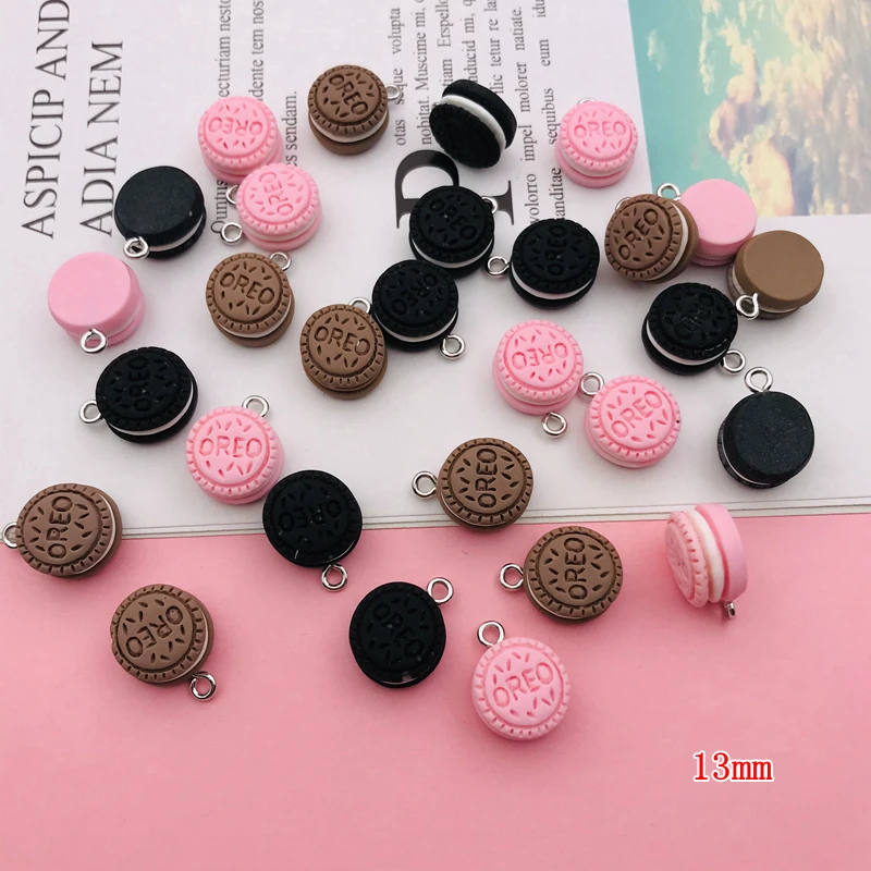 10 Uds. De abalorios de galleta de Chocolate Kawaii de resina para llavero, pendientes, álbumes de recortes, fabricación DIY, collar