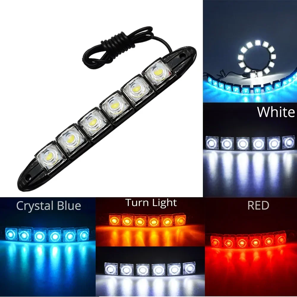 2 pz Led impermeabile DRL 6chip Auto decorativo flessibile luce di marcia diurna guida Led striscia faro nebbia Backup tronco