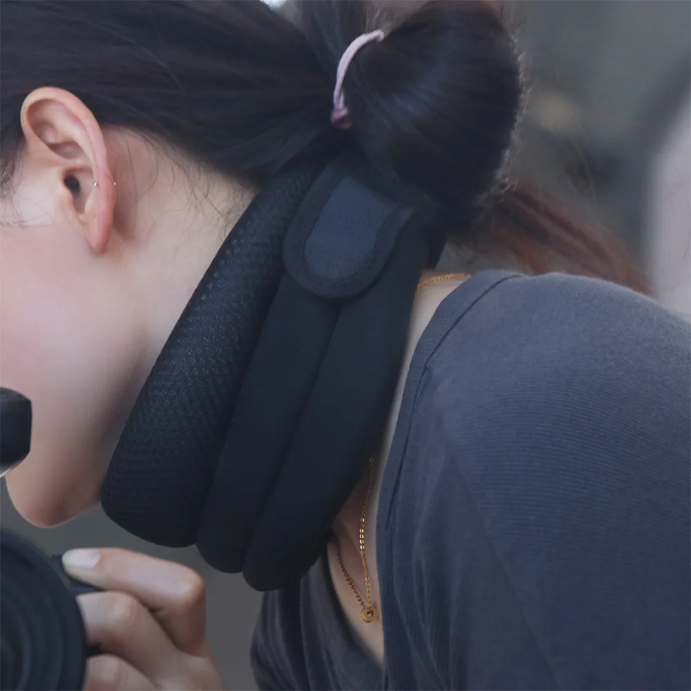 Soporte de cuello de espuma suave y duradero para hombre, almohadas para la cabeza firmes elásticas ajustables, transpirables, de tres etapas, para esguince, cuello Cervical