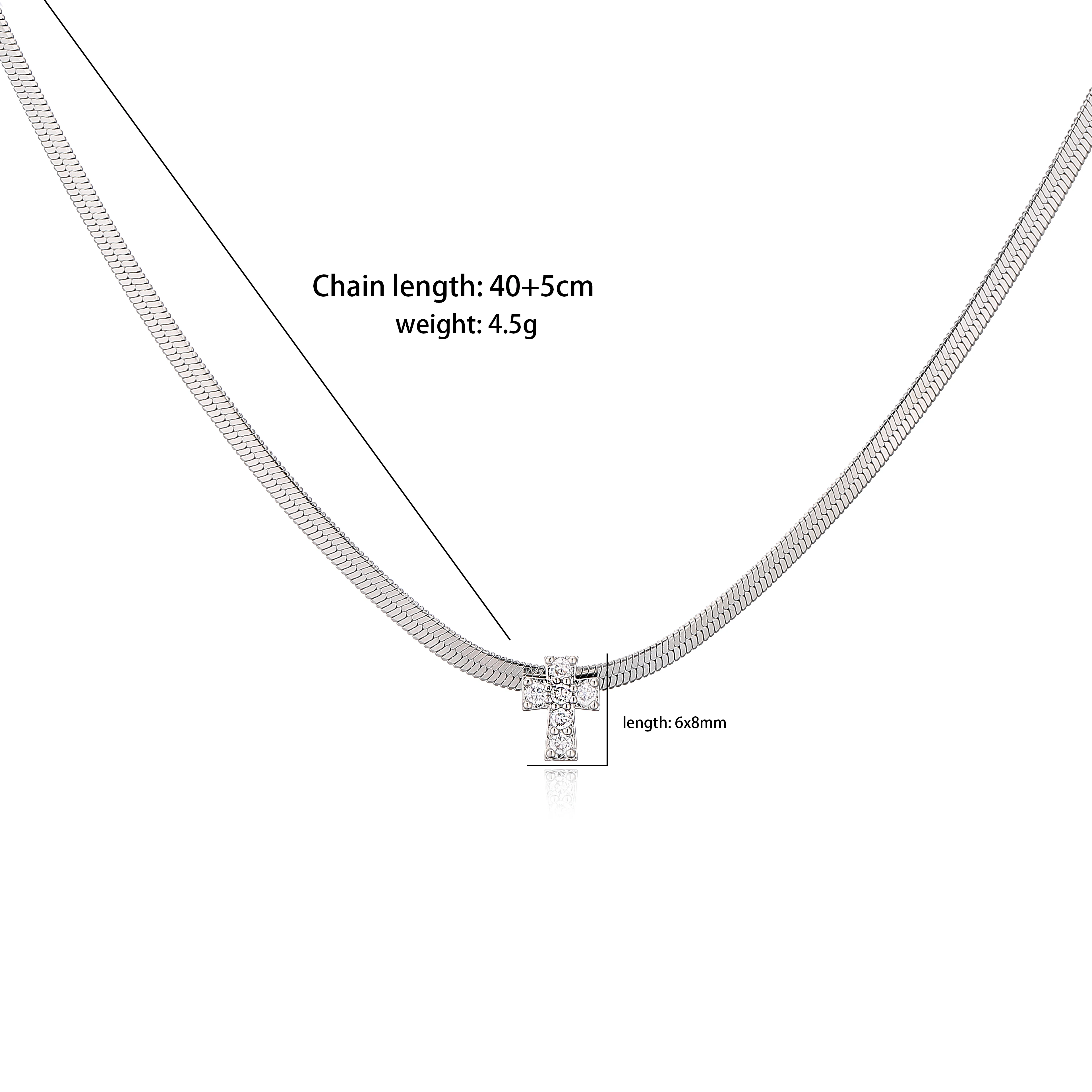 HECHENG,Zircon Cross Necklace for Women Stainless Steel Blade Chain Fashion Choker for Ladies gift Wholesale