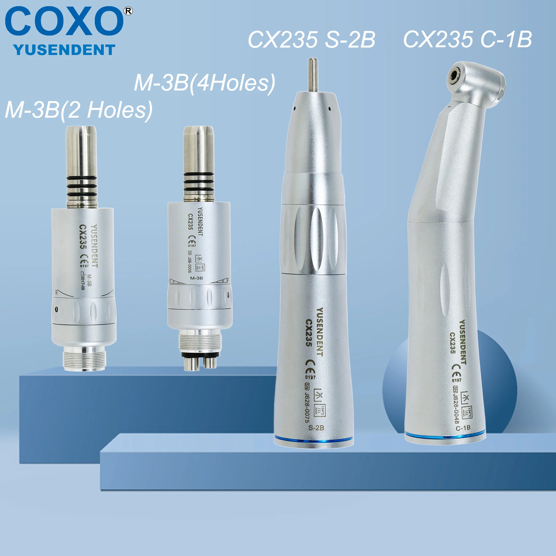 COXO Dental Low Speed Handpieces With LED Dentistry Contra Angle/Straight 1:1 Low Rotation Inner Channel Dental Tools CX235