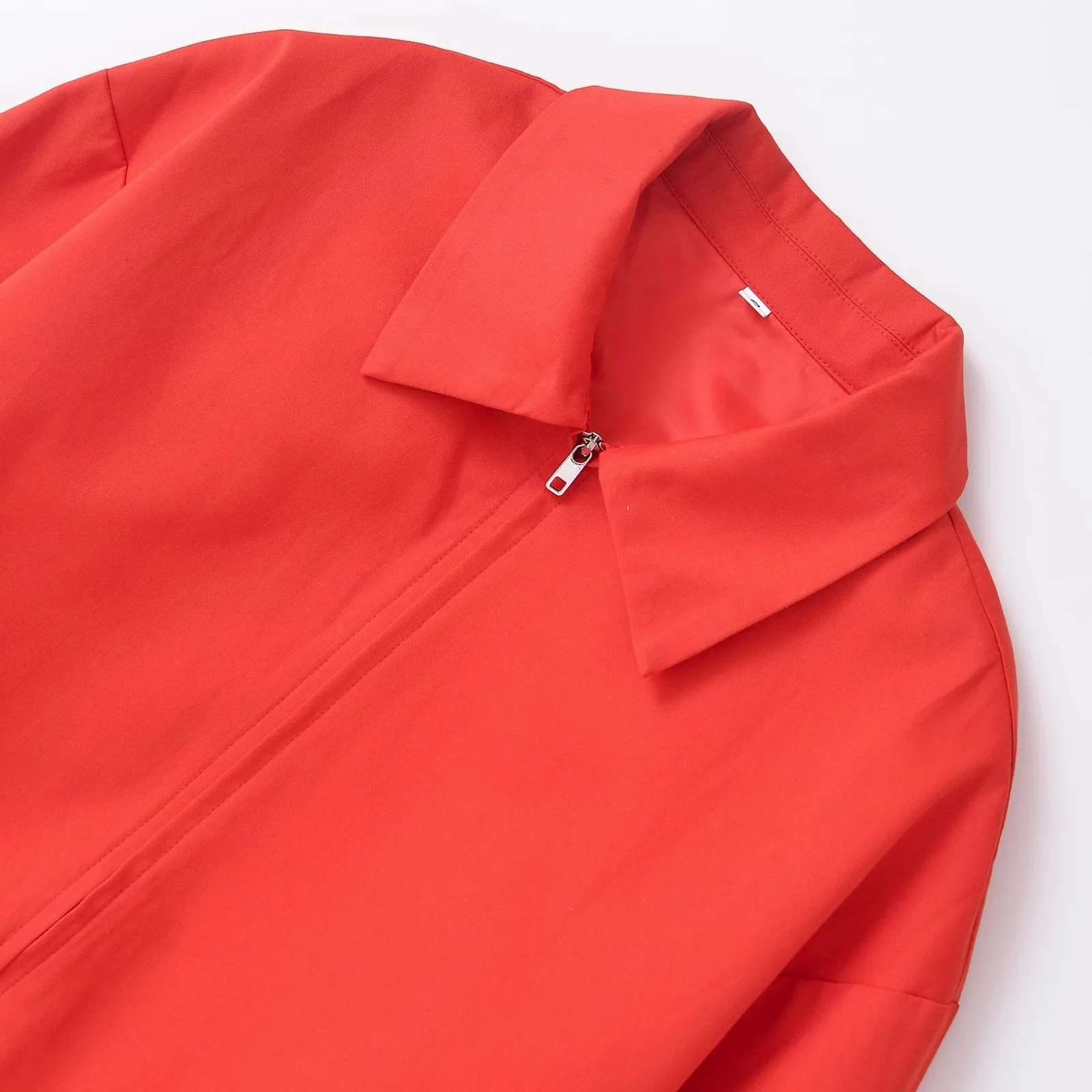 JNLEAOG Женское пальто-пилот Jaet на молнии с дизайном-стойкой, верхняя одежда с длинным светом из полиэстера с откидным воротником