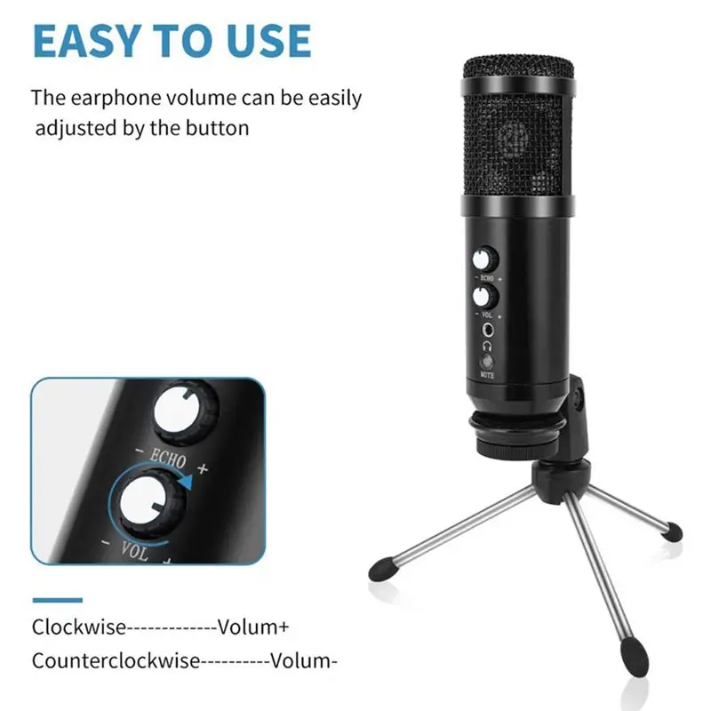 

USB-микрофон RISE-USB с конденсаторным микрофоном для записи на компьютере, игр, видеоконференций, для ноутбуков и настольных ПК