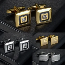 Man Shirt Cufflinks Bussiness Luxury Square Cufflinks For Mens Cuffs Crystal Bridegroom Cufflins Gifts Father Wedding Lawyer