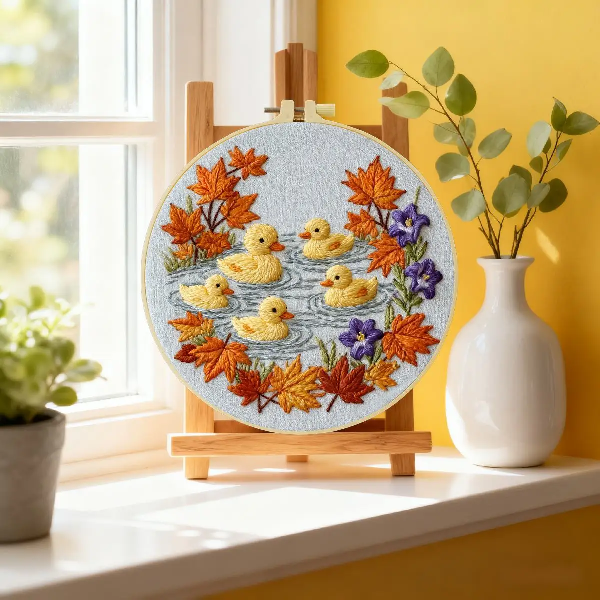 1pc 20X20CM/15X15CM 7.87/6.3inch Little Yellow Duck Embroidery Starter Kit DIY kit DIY embroidery kit manualidades Sewing Art
