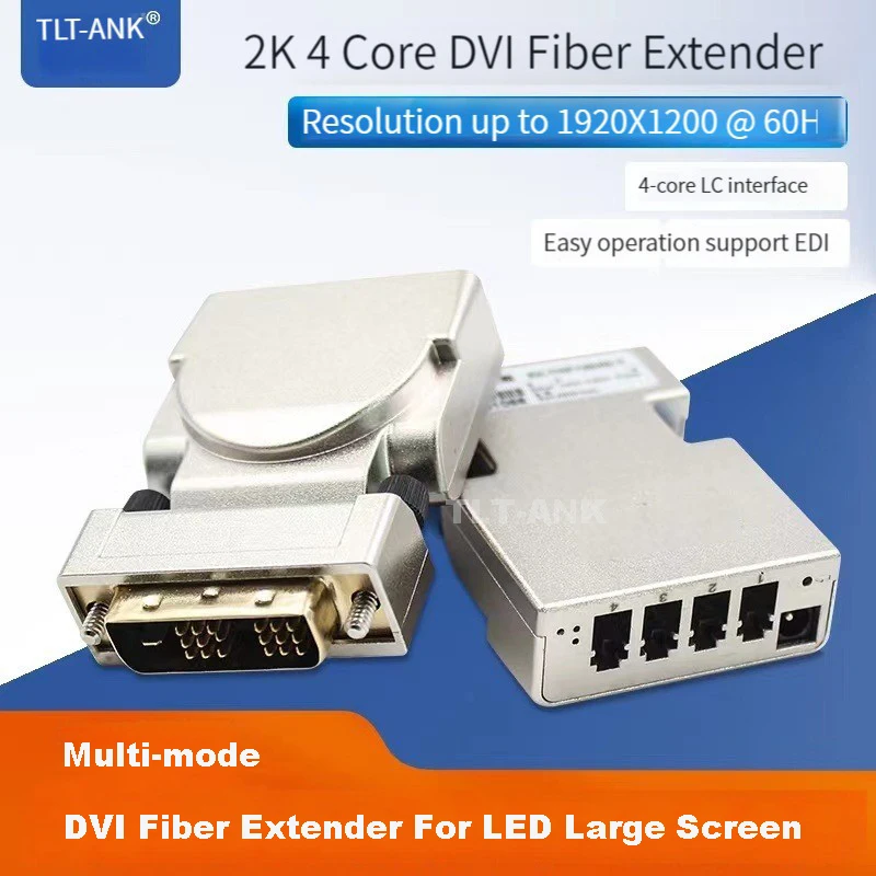 Micro-tipo DVI mais de 4 fibras adaptador extender conjunto DVI extensor de fibra óptica 1080P com EDID para Digital Signage