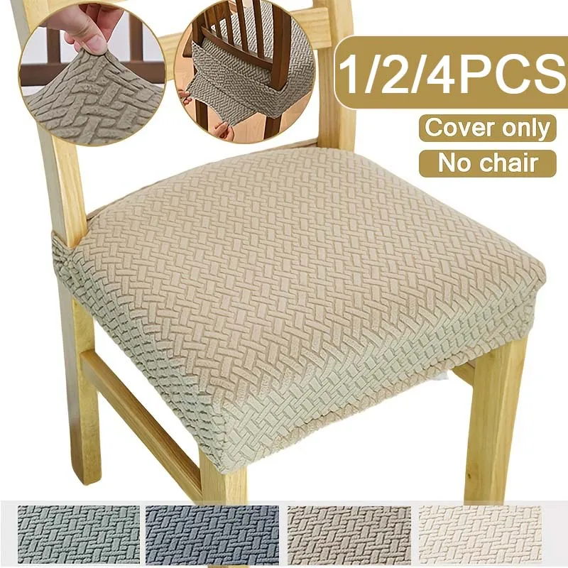 1/2/4pcs Jacquard Anti Slip Strap with Tongue Back Buckle Striped Grid Chair Covers,Suitable for,Kitchen,Restaurant,Hotel,Office