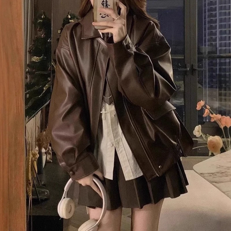 

Leather Jacket Short Jacket 2025 Women's New Autumn and Winter Small Leather Jacket Spring and Autumn Top