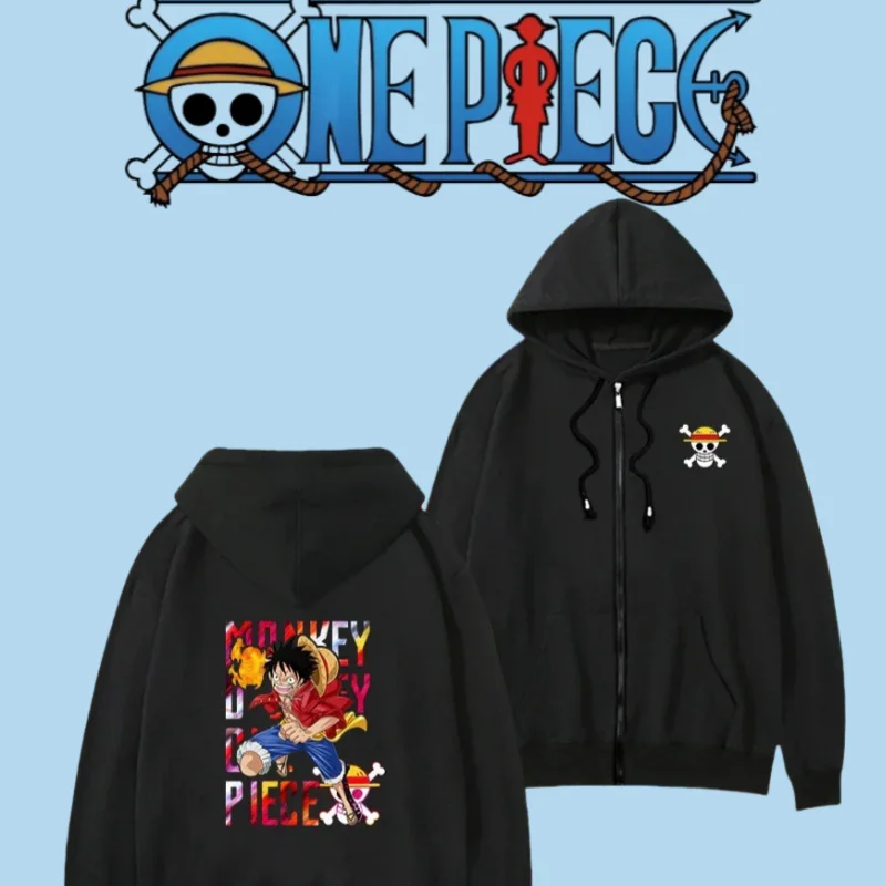 

One Piece Zipper Hoodie 2025 Autumn/Winter Men's Women's Anime Hoodie Y2k Style Loose Oversized Hat Hoodie Straw Hat Round Neck