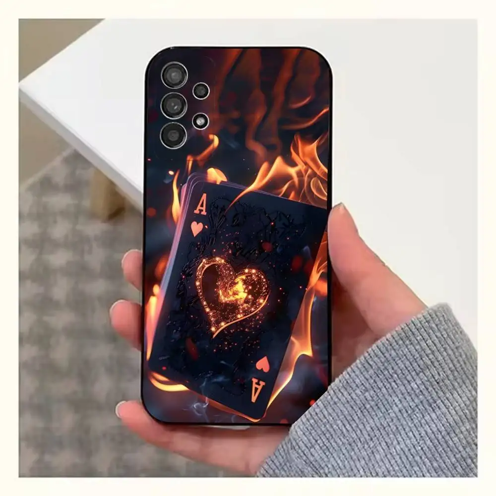 Funda Art Ace OF Spades Poker para Samsung S25,S24,S23,S22,S20,S21,S10,Ultra,Plus,Lite,FE, funda negra de silicona suave