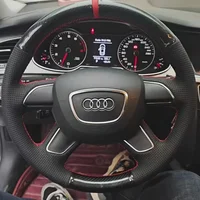 Personalización de protector para volante de coche cosido a mano cuero de fibra de carbono genuino para Audi A3 A4L Q3L Q5L A6L Q7 S3 A8L A5 A7 TT