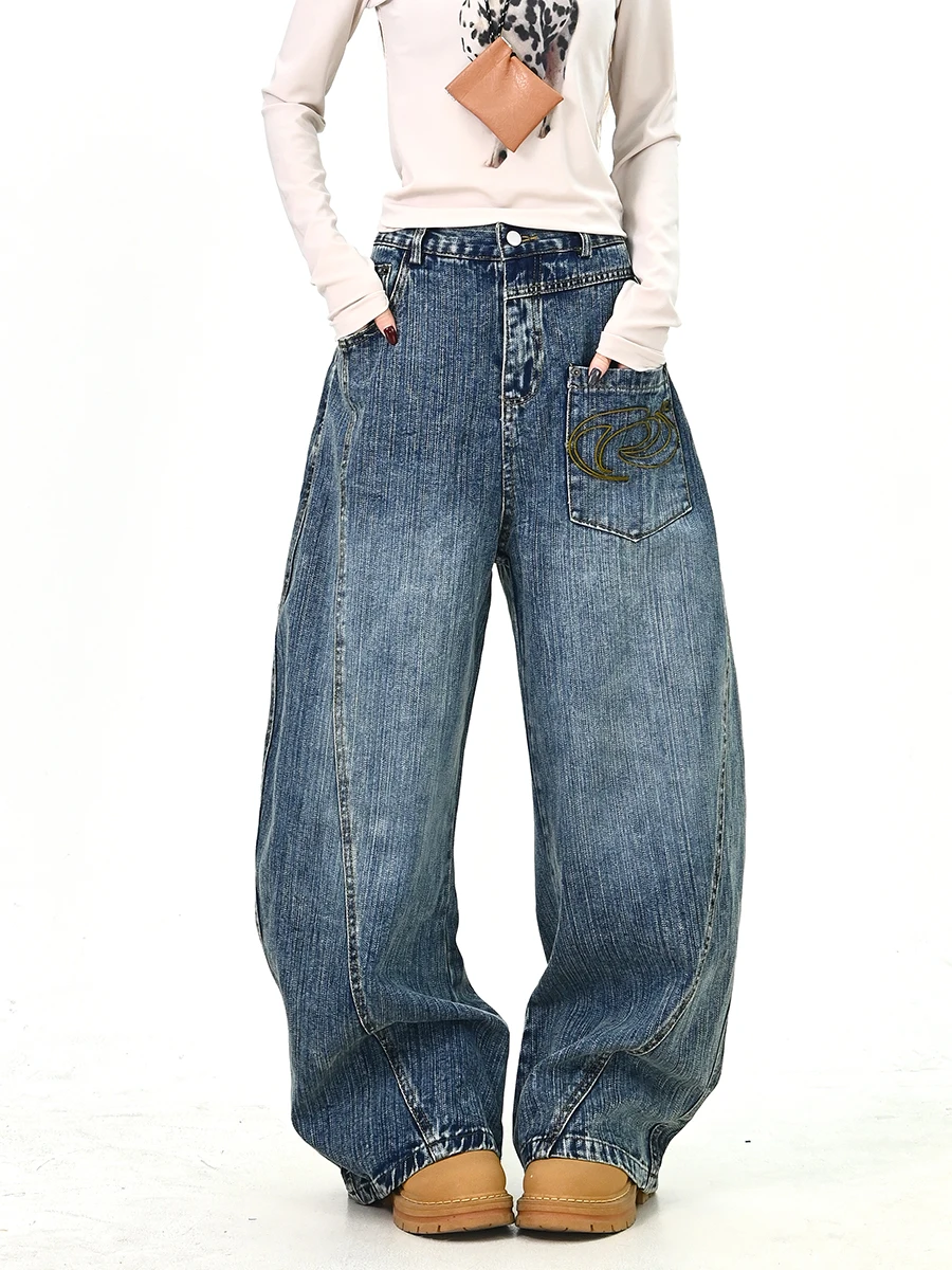 

Waed Loose Women's Jeans Spring 2026 New Sle American Streetwear Brand Floor-Length Pants l Waist Zipper Closure