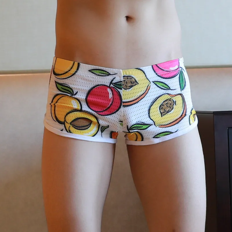 AIBC Intimo da uomo in rete Boxer da salotto Pantaloncini da casa traspiranti Pantaloni da notte Alo Stampati Comodi mutande maschili