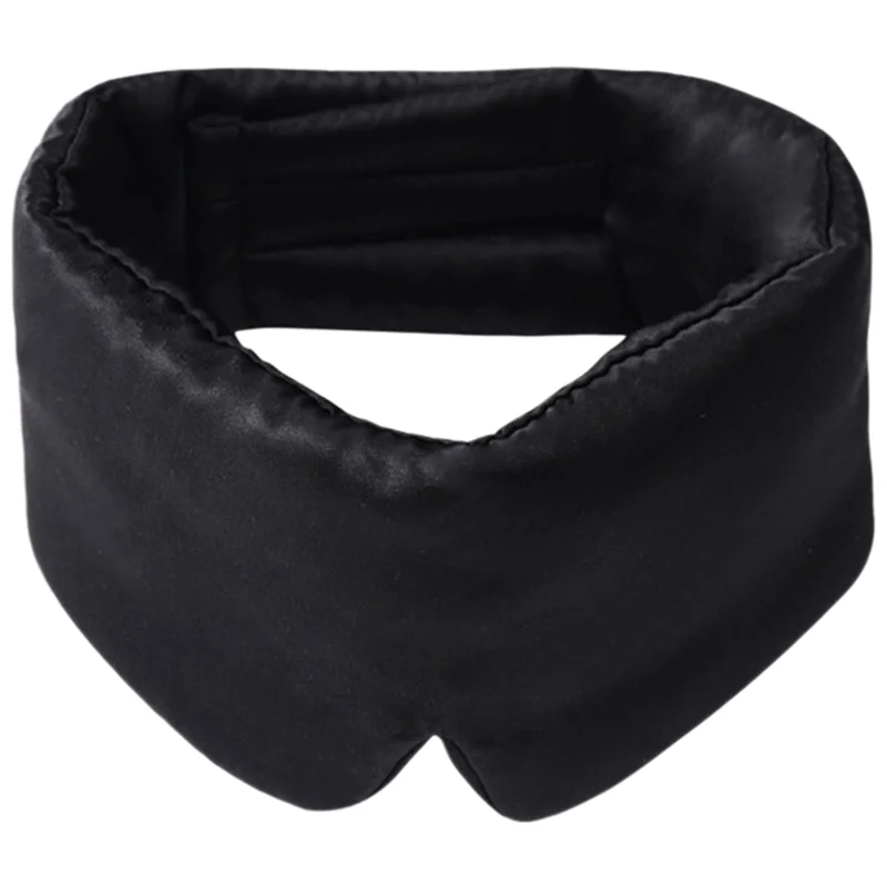 ผ้าปิดตาสำหรับการนอนค้างคืนใช้ได้ทุกเพศผ้าปิดตาปิดเครื่องผ้าปิดตานอนผ้าไหมพร้อมสติ๊กเกอร์ (สีดำ)