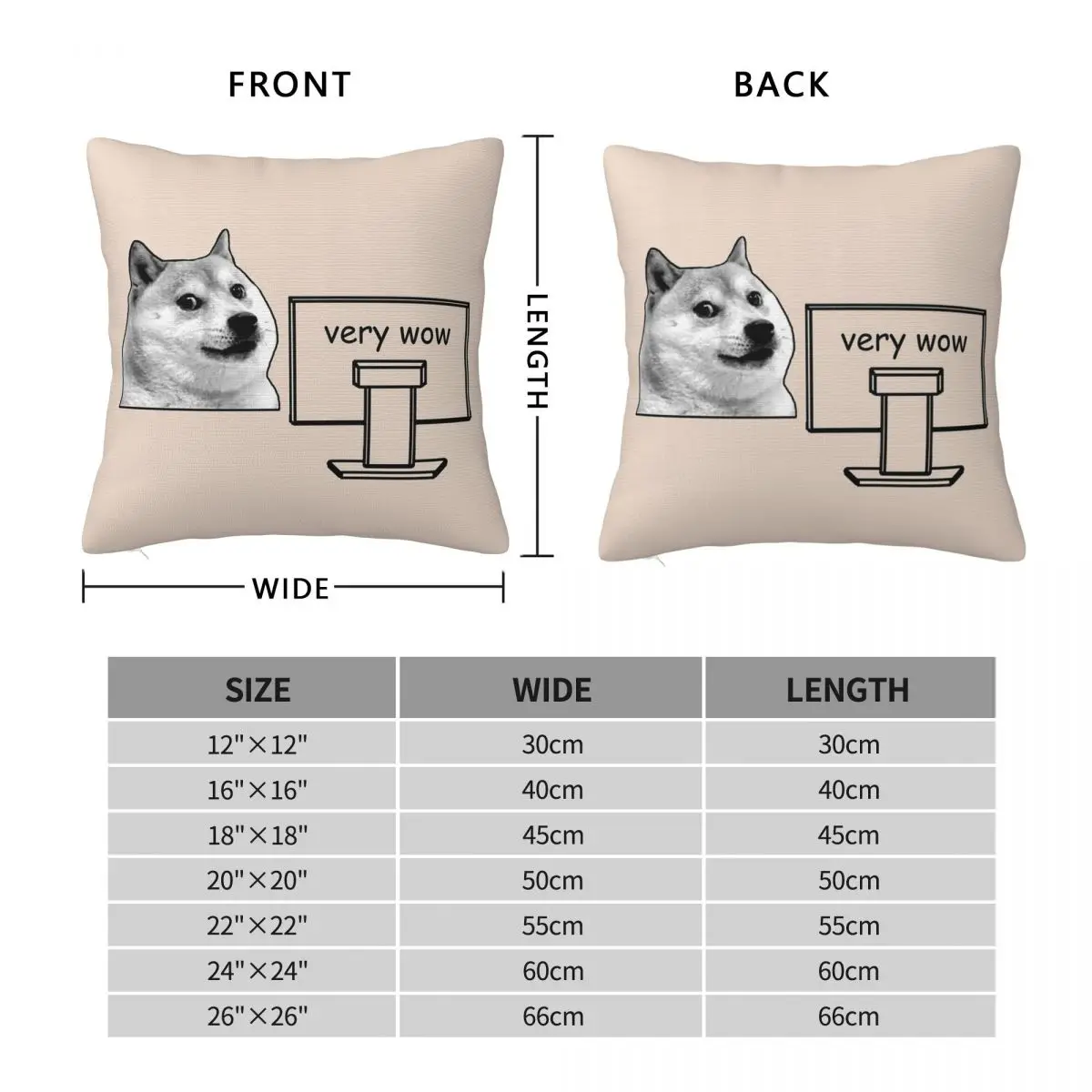 Doge Classic Meme Very Smort, Such Programmer Cheems Square Pillowcase Pillow Cover Cushion Zip Throw Pillow for Home Car