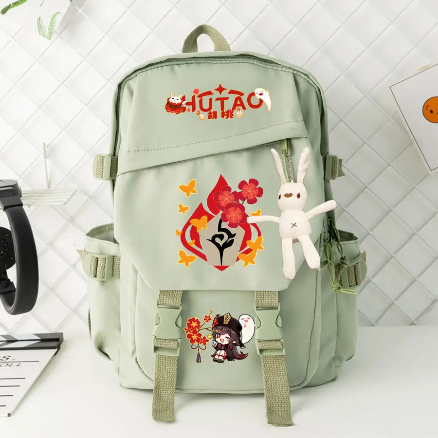 Hutao Genshin Impact Anime Merchandise For Girls Elementary And Middle School Students Lightweight Cute Cartoon Backpack Anime