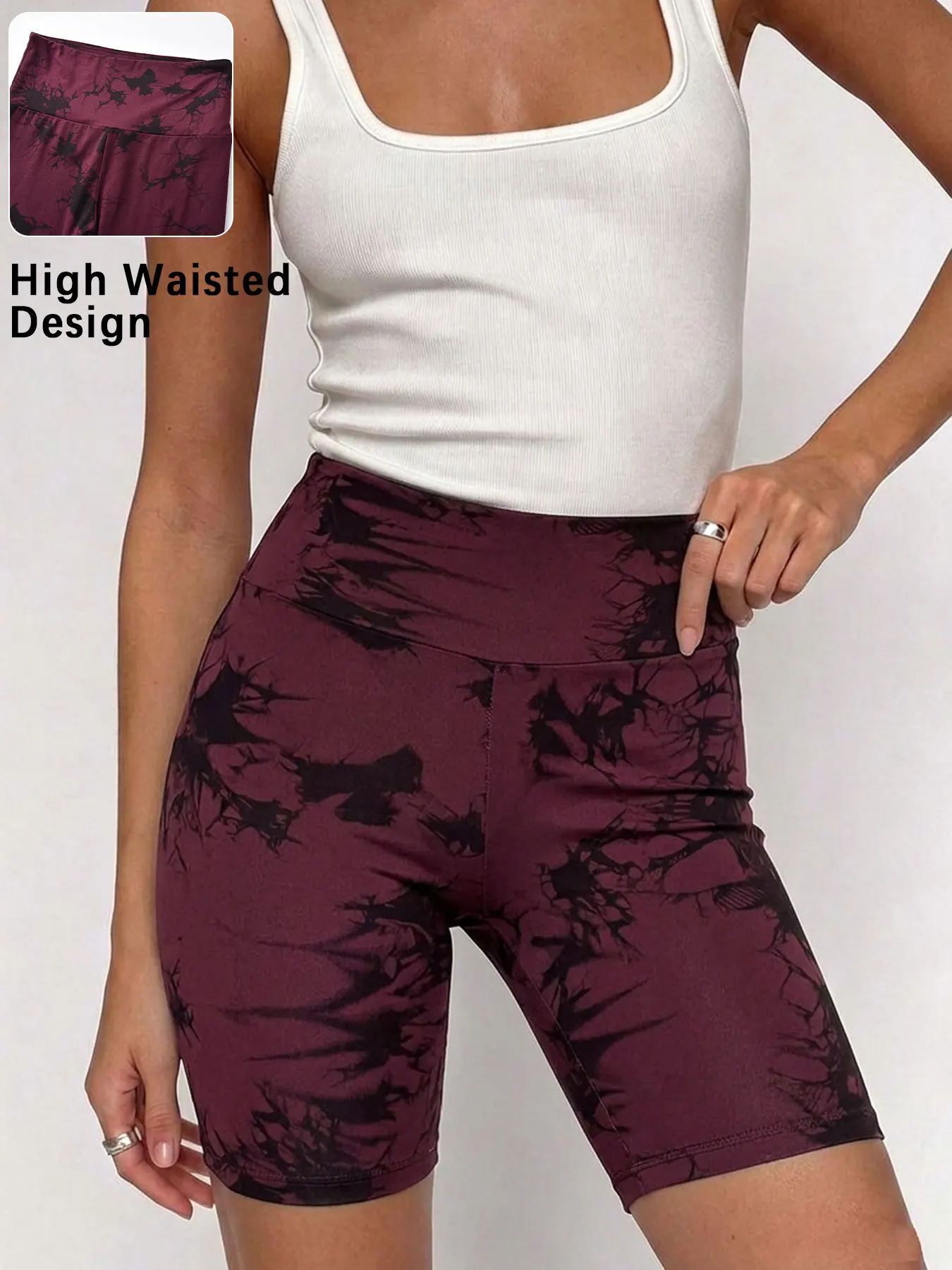 Super Soft High Waisted Tie Dye Print Sport Biker Shorts for women, No See Through Workout Running Yoga Athletic Shorts